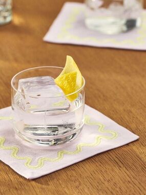 Anthropologie Madeline Embroidered Cocktail Napkins, Set of 4 in Lavender NEW